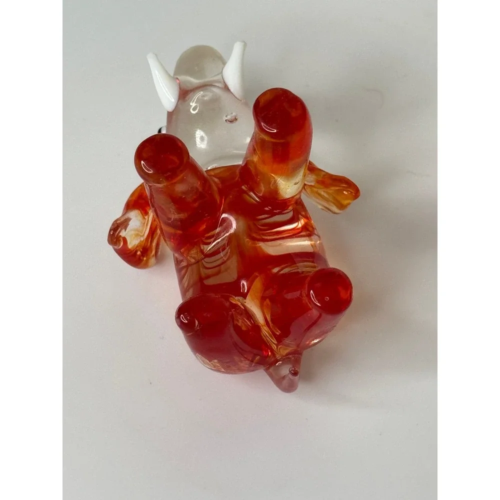 Lenox Glass Elephant Figurine Swirl Orange Red Clear Tail Collectible‎ Art